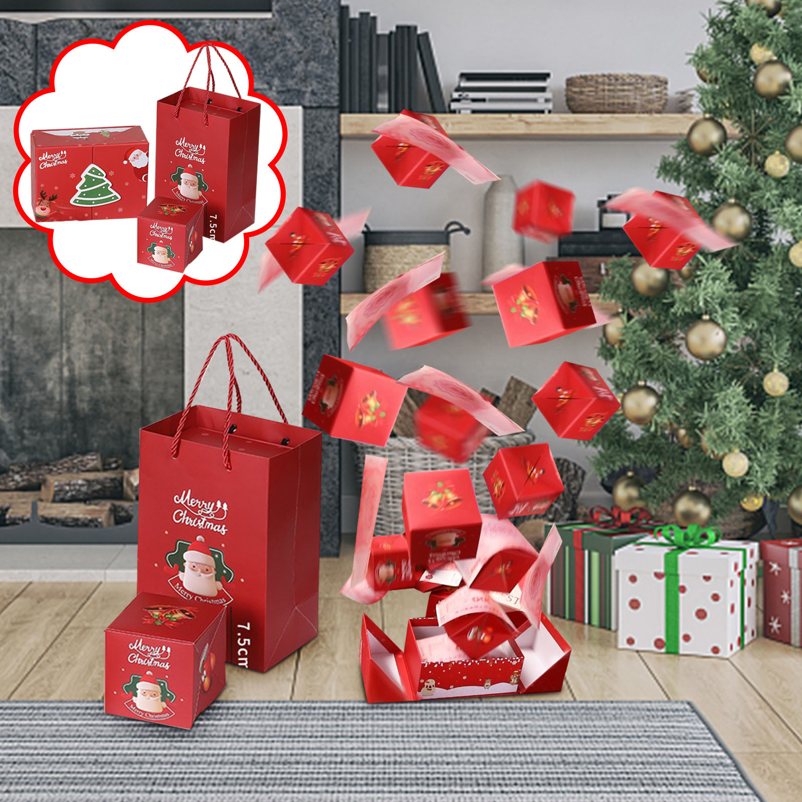 Jacenvly Christmas Decorations Indoor Surprise Box Gift Box for Money Surprise Gift Box Explosion 2024 Newly Merry Christmas Surprise Gift Boxes Popup Explosion Gift Box Fall Decorations